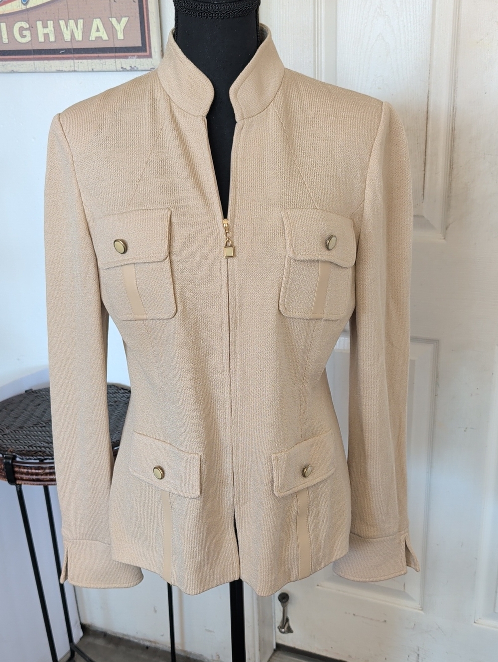 St John Collection Knit Zip Jacket SZ 8